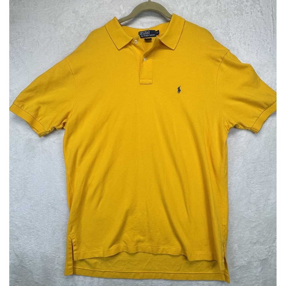 Polo Ralph Lauren Polo Shirt Men's XL Yellow Blue Pony Classic Casual‎ Preppy